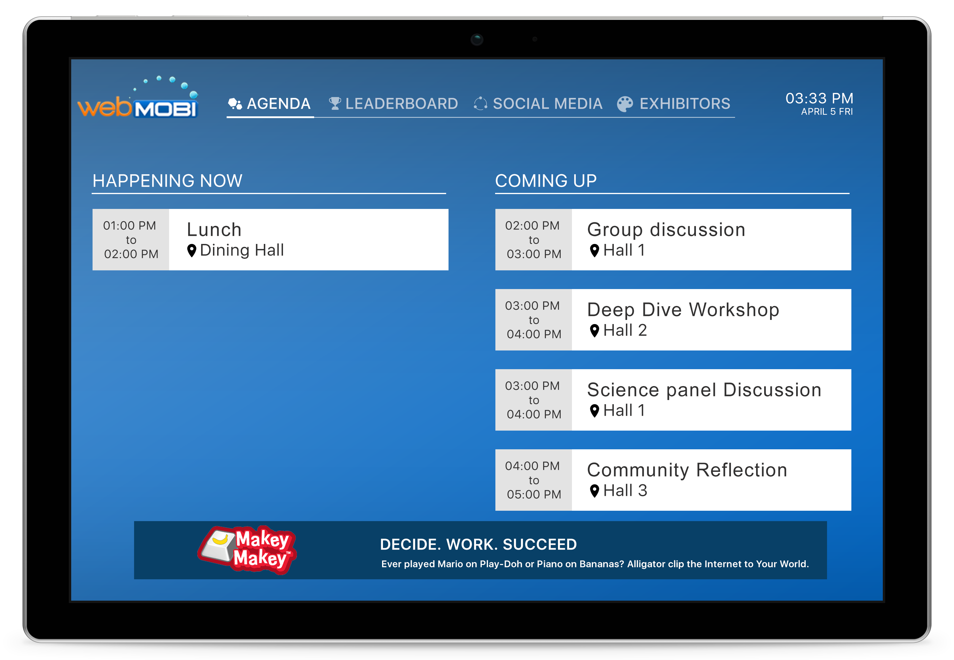 Display schedule of events on digital signage