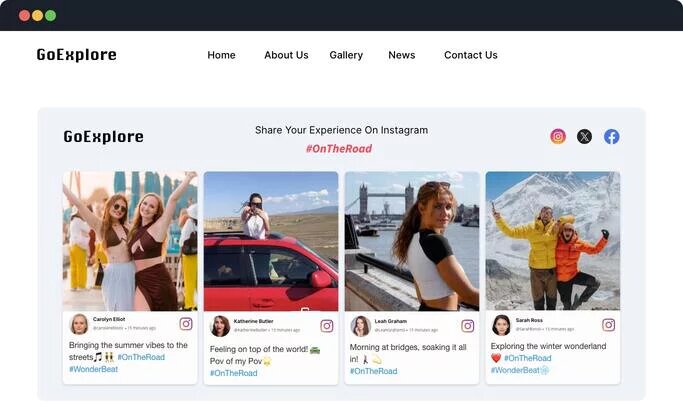 social wall on website