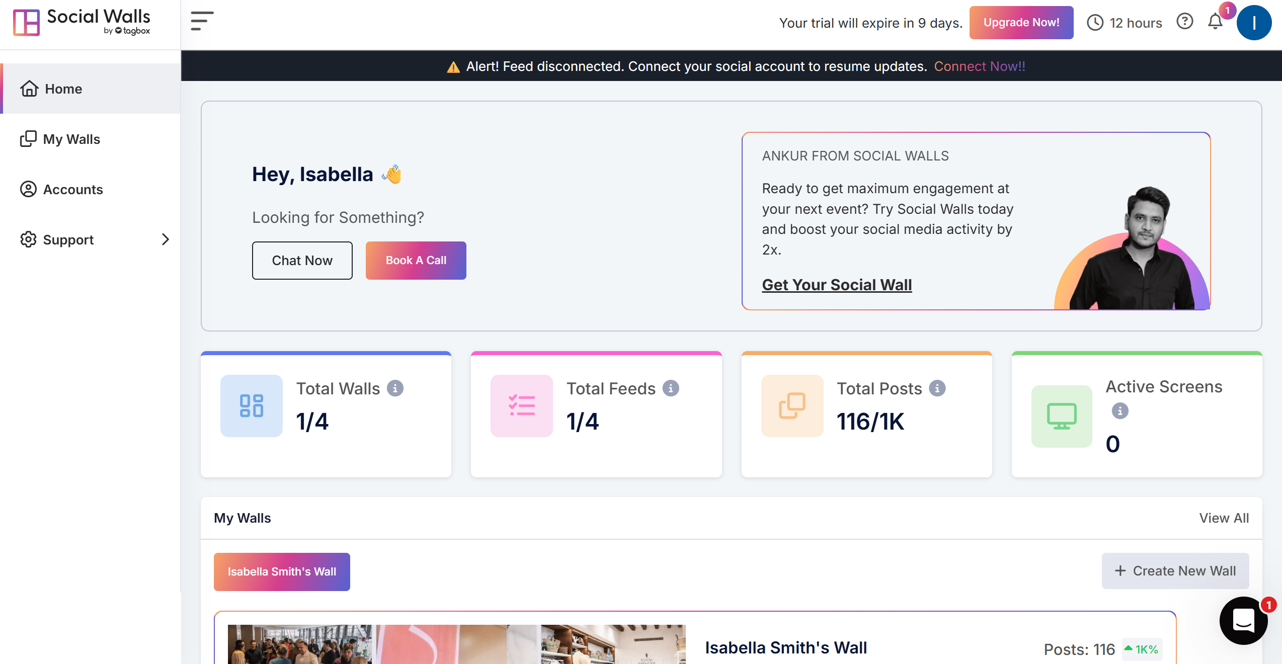 social walls dashboard