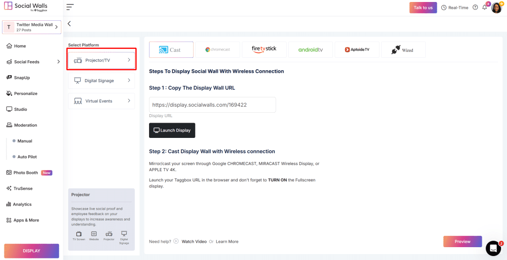 Display Live twitter feed