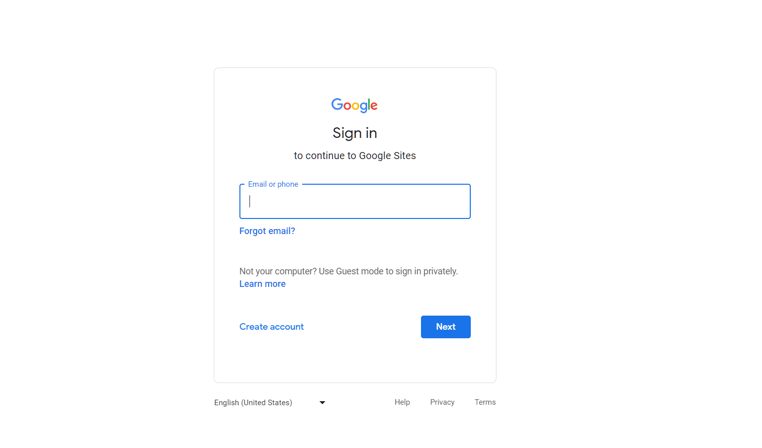 login google sites