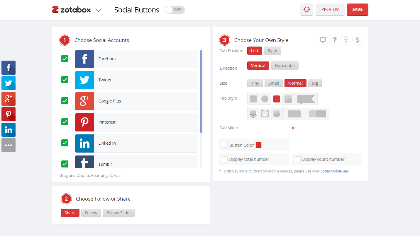 Display Social Media Buttons or Plugins