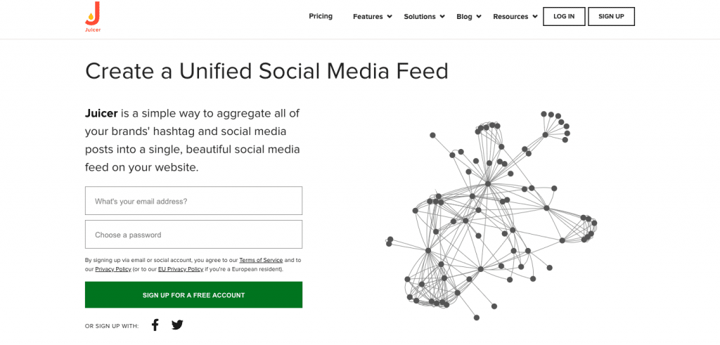 social media widget on website