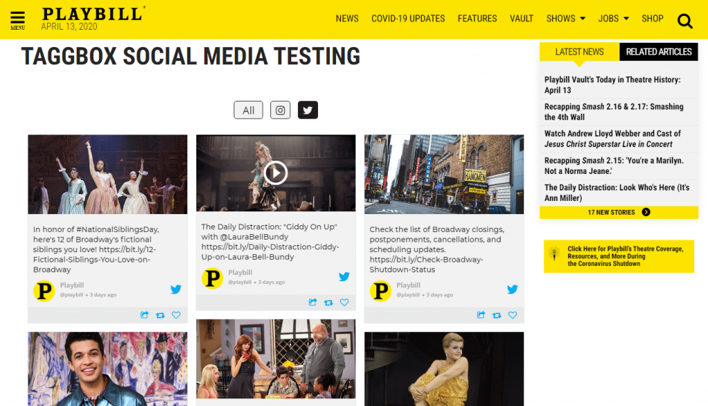 Integrate social media hub on website