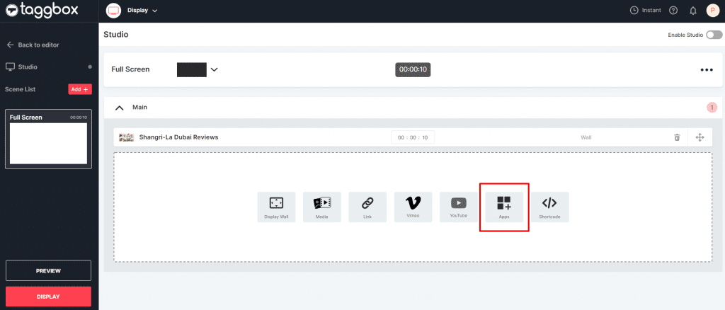 display a QR code select App and more