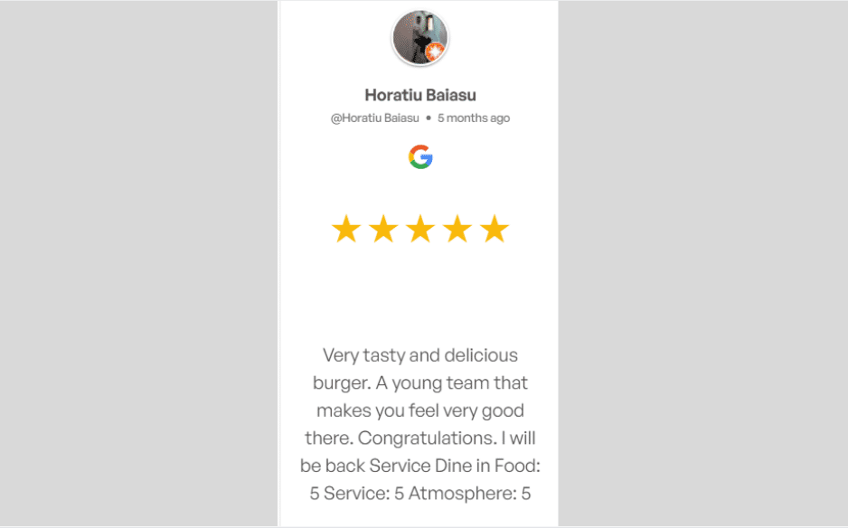 Google Reviews Single Slide Carousel
