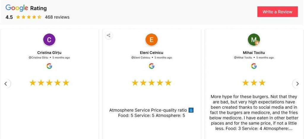 Google Reviews Slider