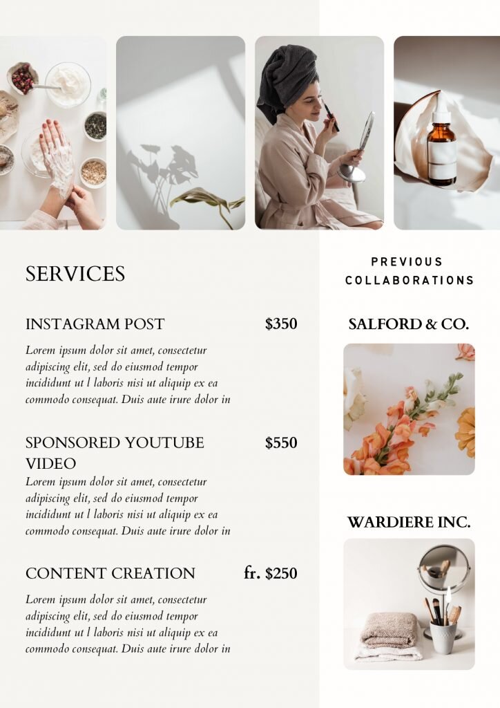 Influencer media kit