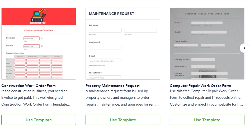JotForm Creative brief examples