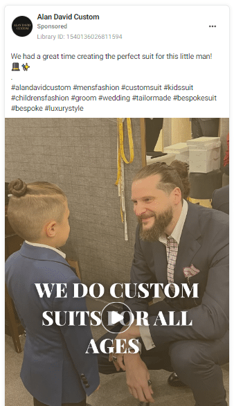 Alan David Custom—Facebook Testimonial Ad: