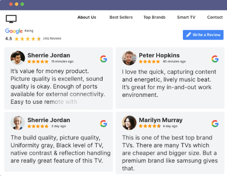 google reviews on website