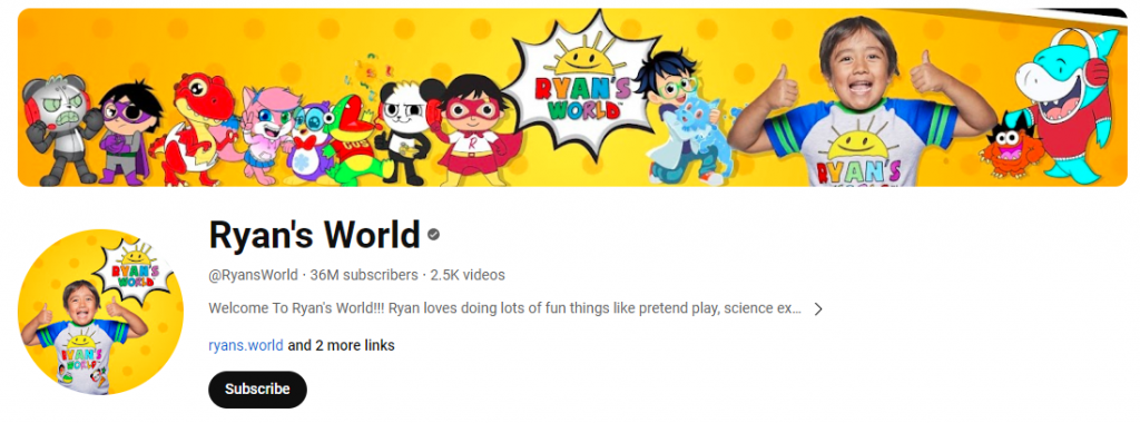 Ryan's World YouTube Influencer