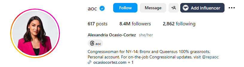 AOC (Alexandria Ocasio-Cortez) - Famous Gen Z Influencers