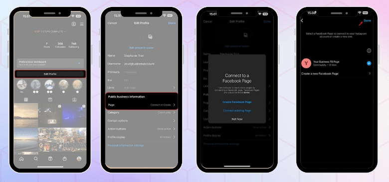 connect instagram with profile