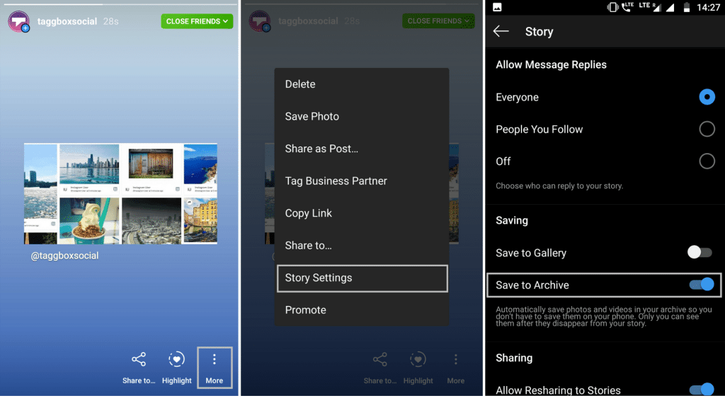 instagram story from archive