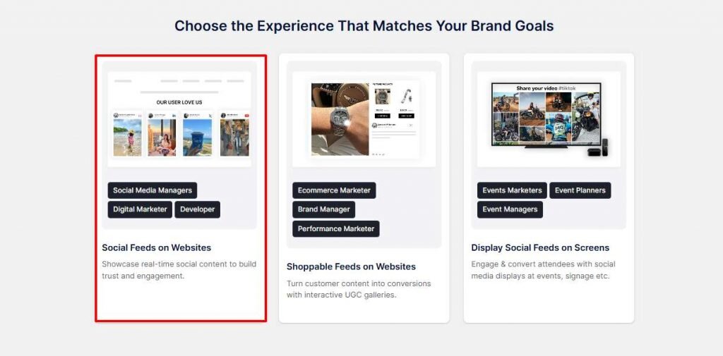 choose social feeds on websites
