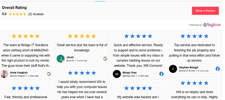example of embedding google reviews on website