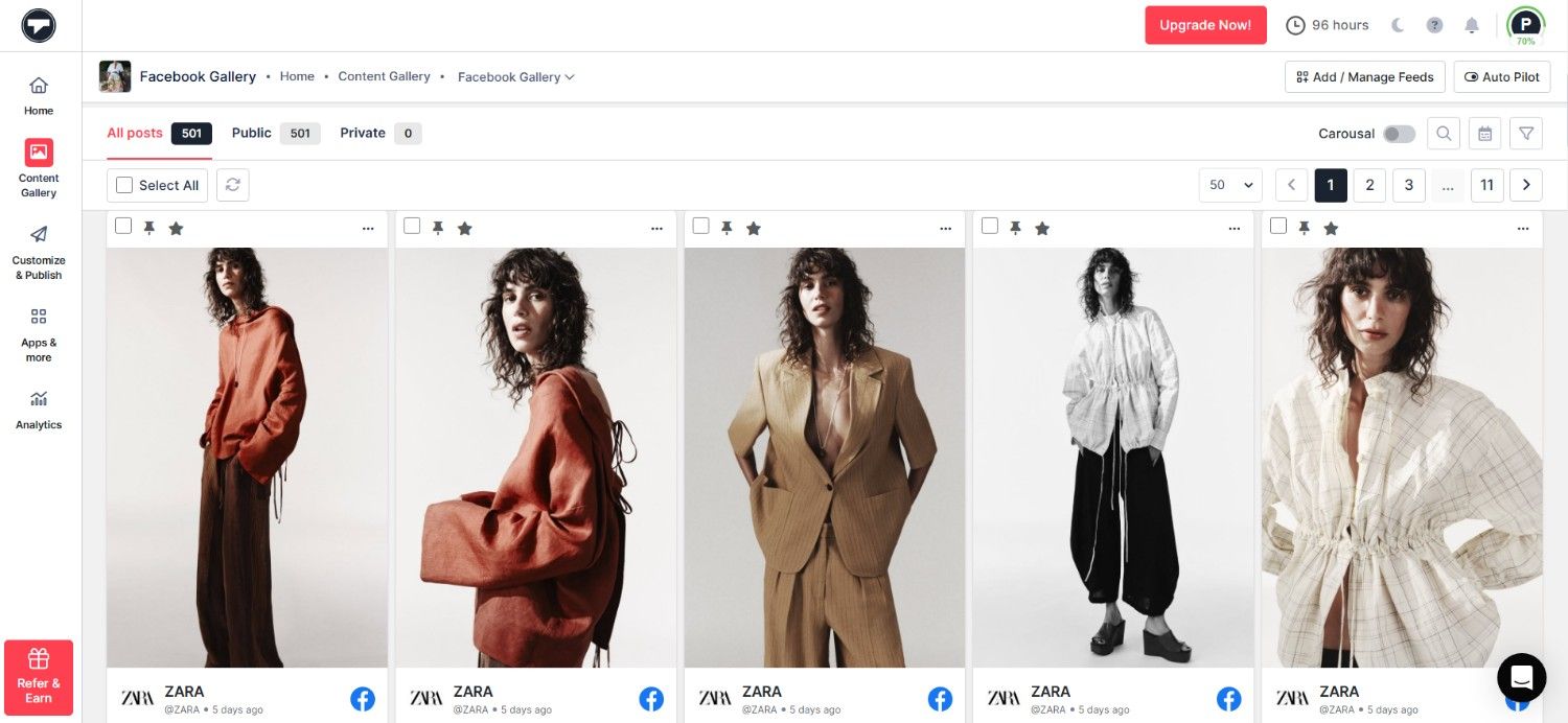 facebook content gallery