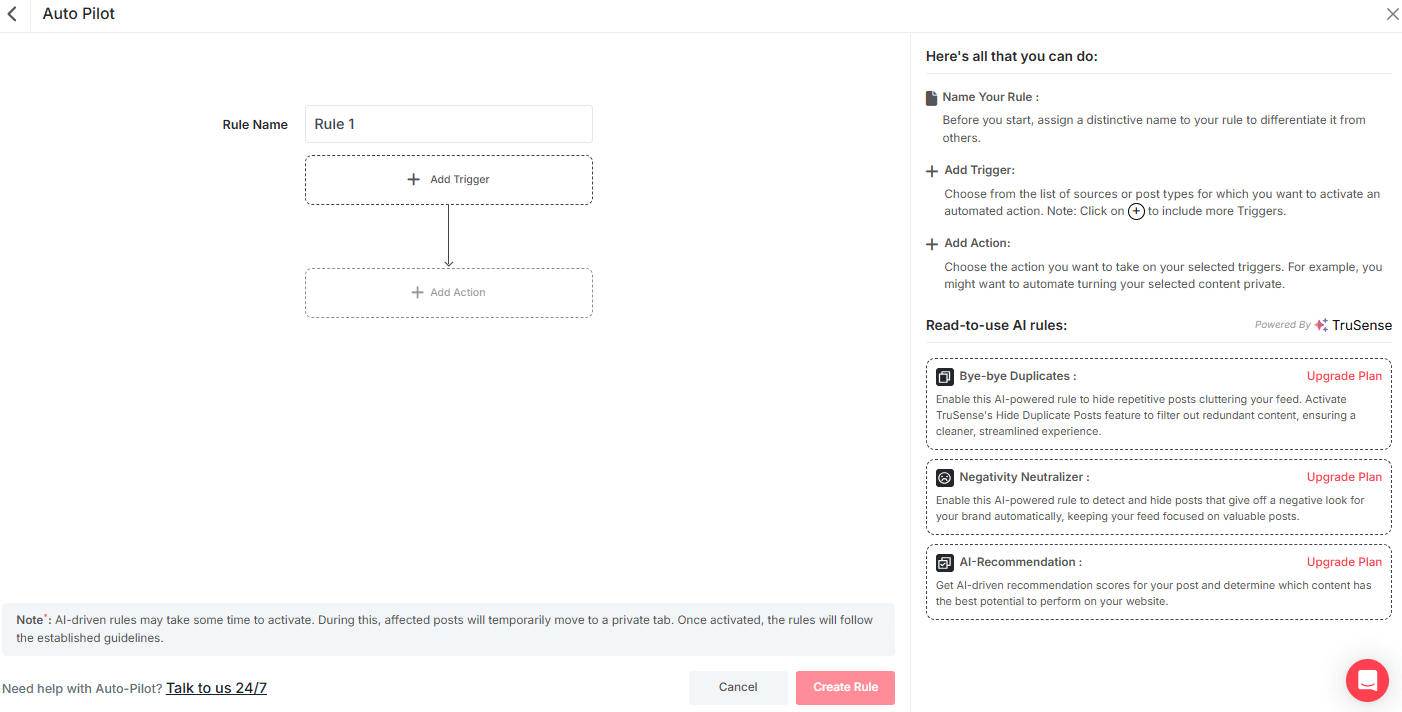Auto-pilot/AI filters in Taggbox google reviews