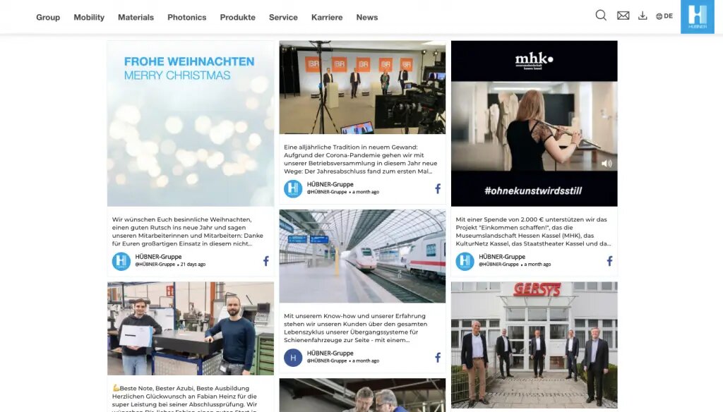 facebook feed on website example