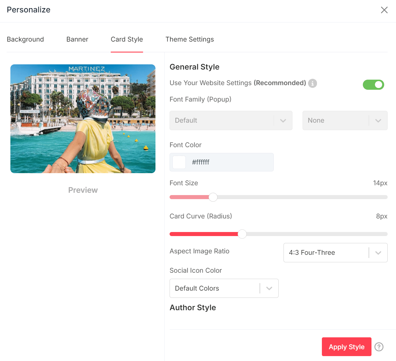 card style of facebook videos