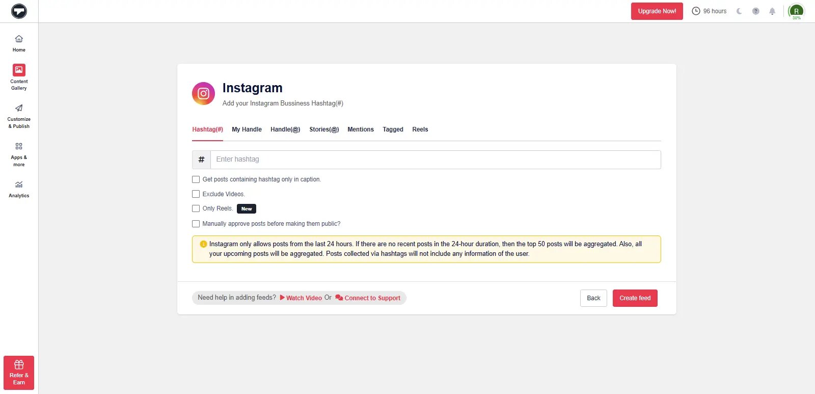 Choose one Hashtag, Handle, Stories, Mentions etc.