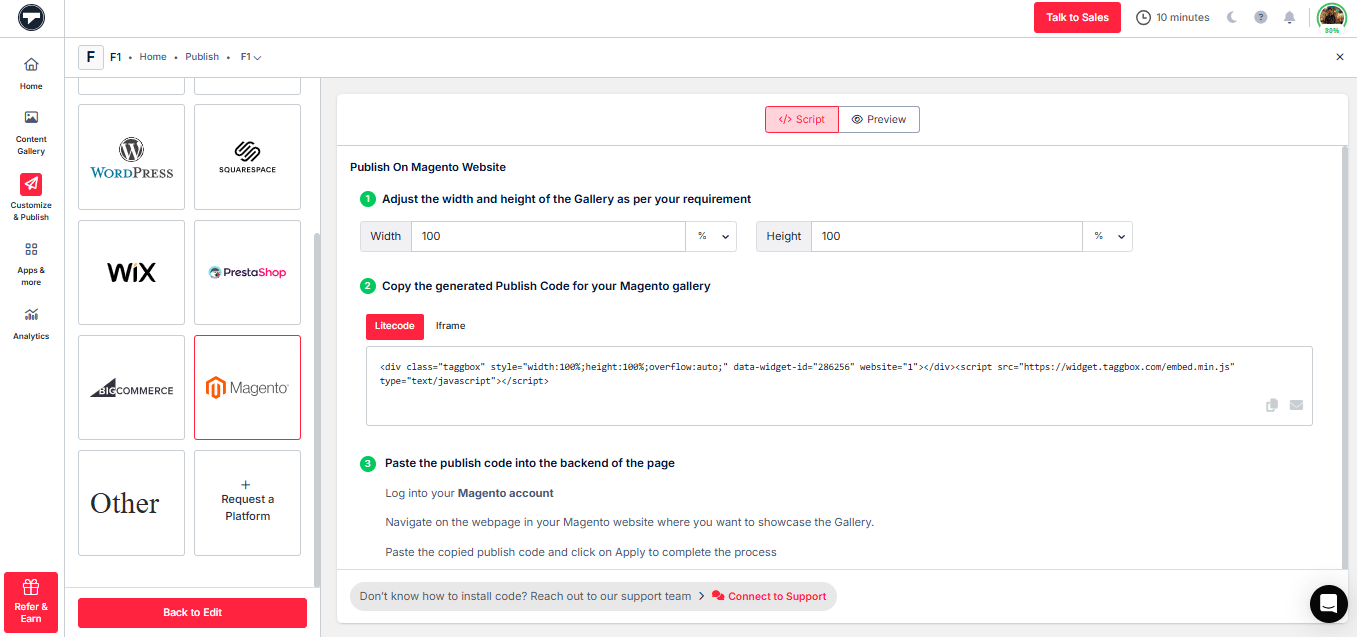instagram feed into magento