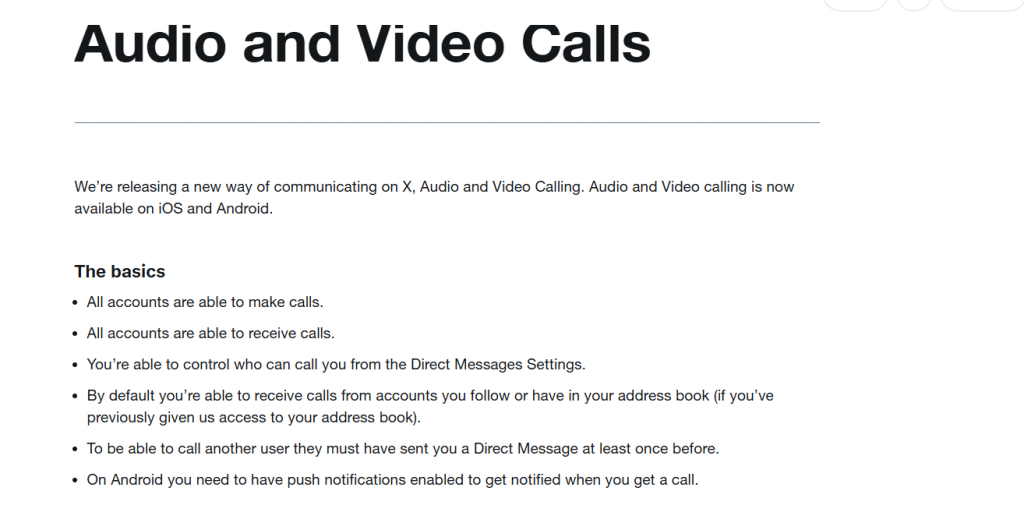 audio and video calls