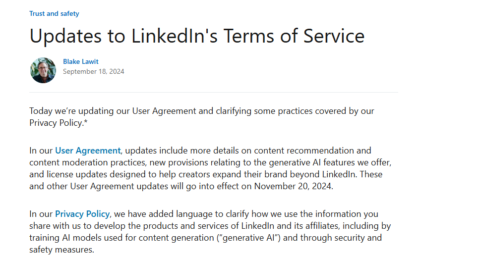 updated linkedin terms of service