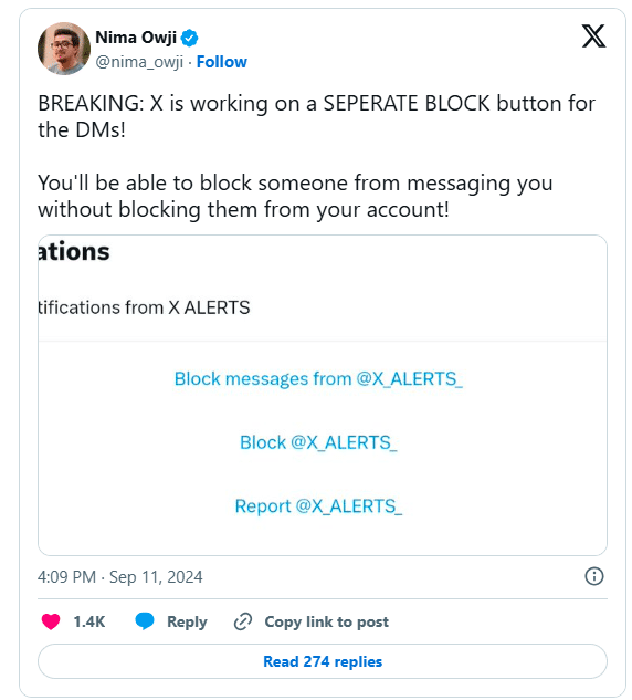 direct message feature
