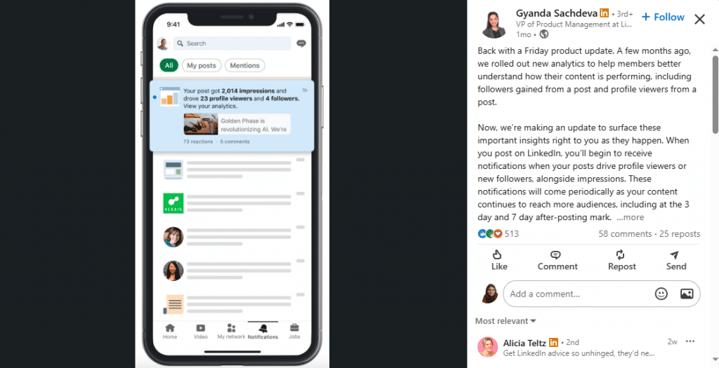 profile engagement notification