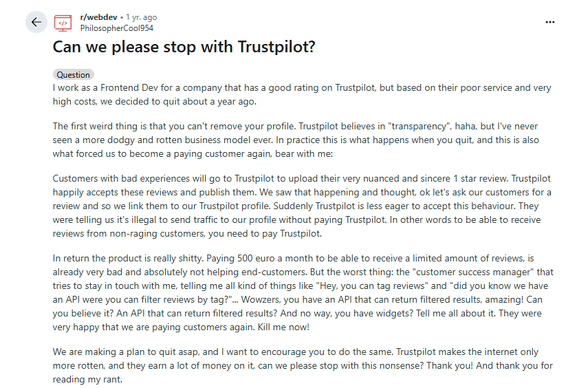 Cons Of Trustpilot