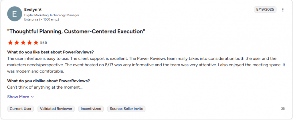 Pros of PowerReviews