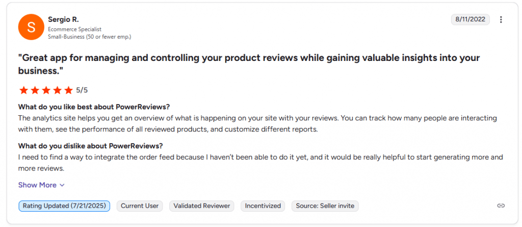 Pros of PowerReviews