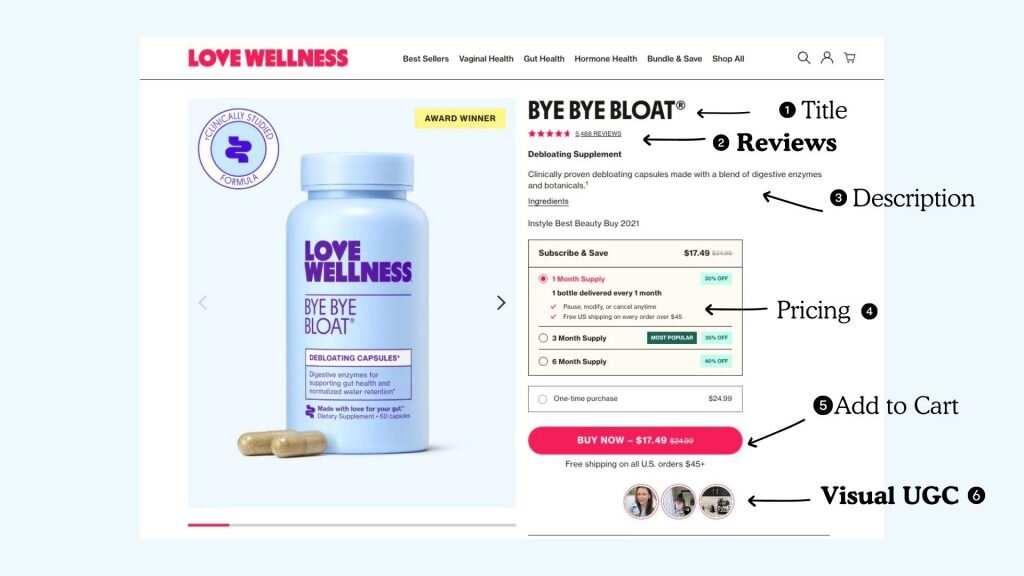 ChatGPT Shopping guide for product page