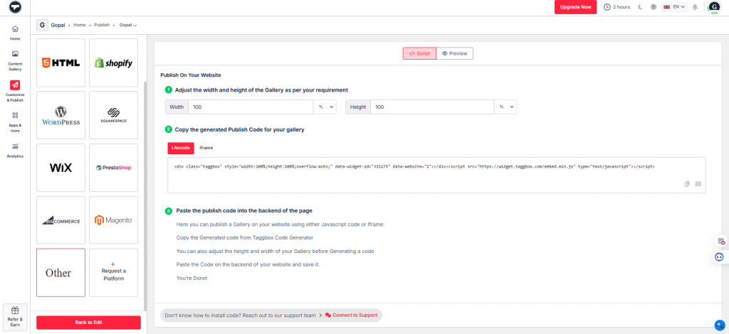 select other as platform