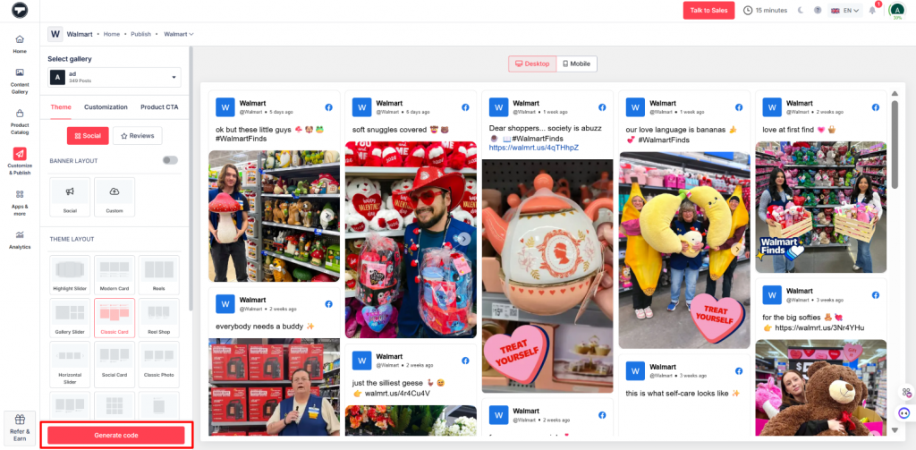 Generate Facebook embed Code