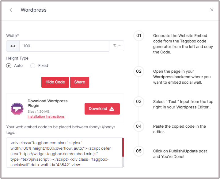 show rss feed on website
