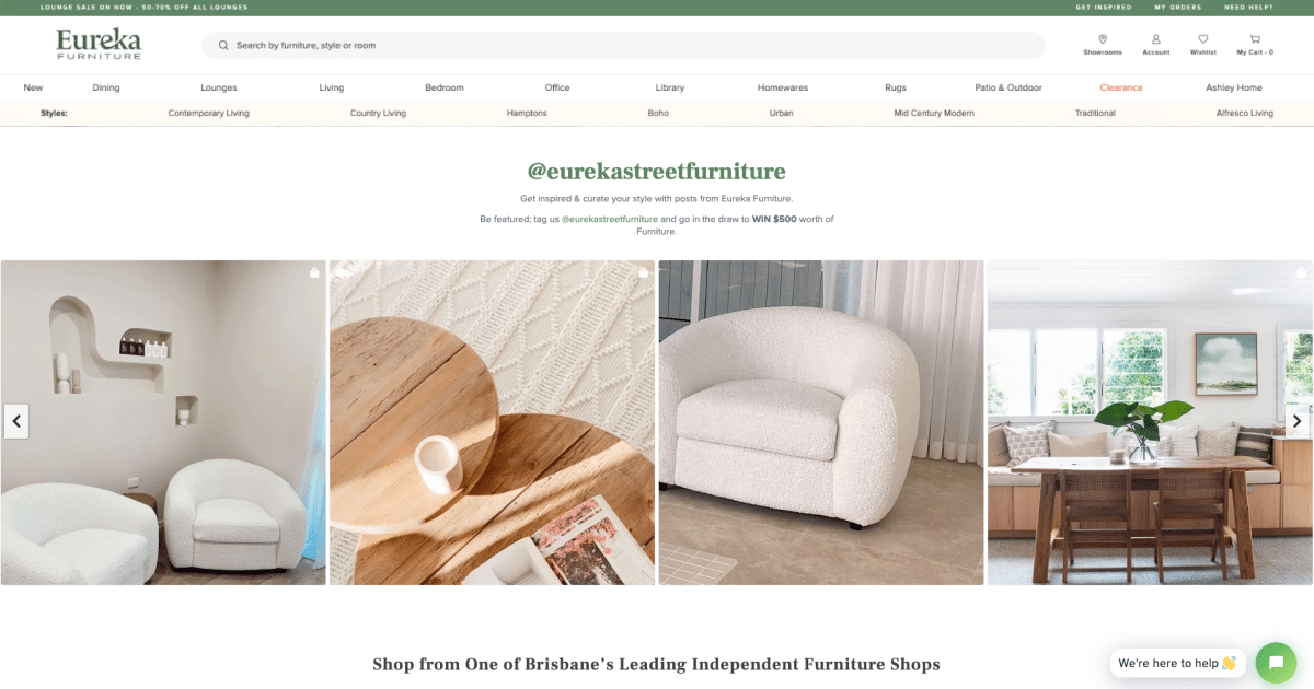 Eureka Street Furniture Tagshop Instagram Shop & UGC