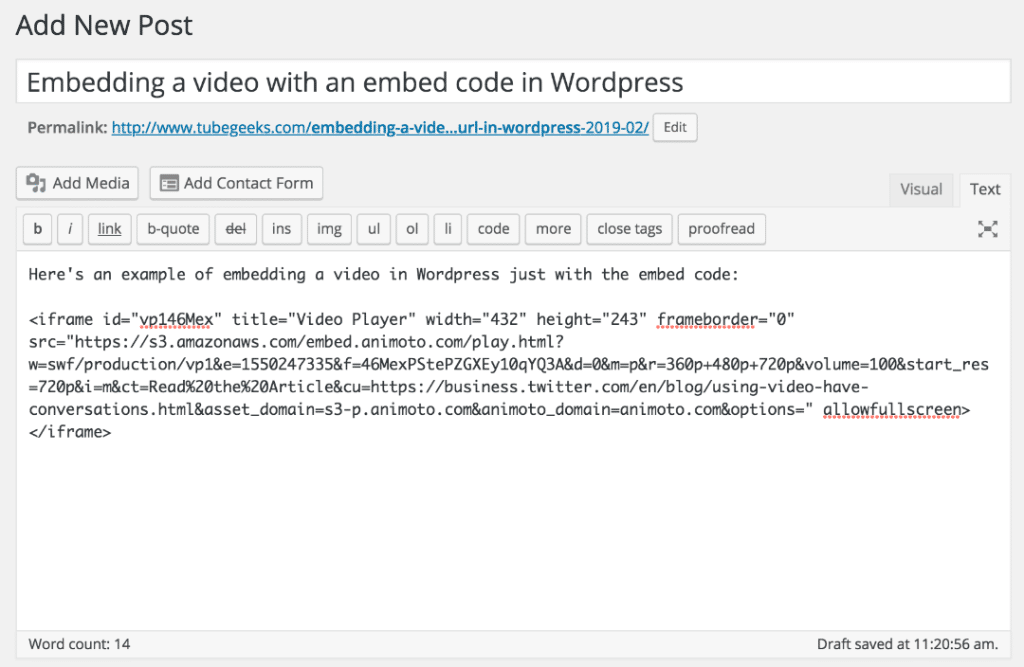embed video on HTML website