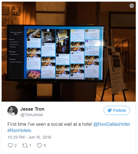 Social wall in hotel lobby