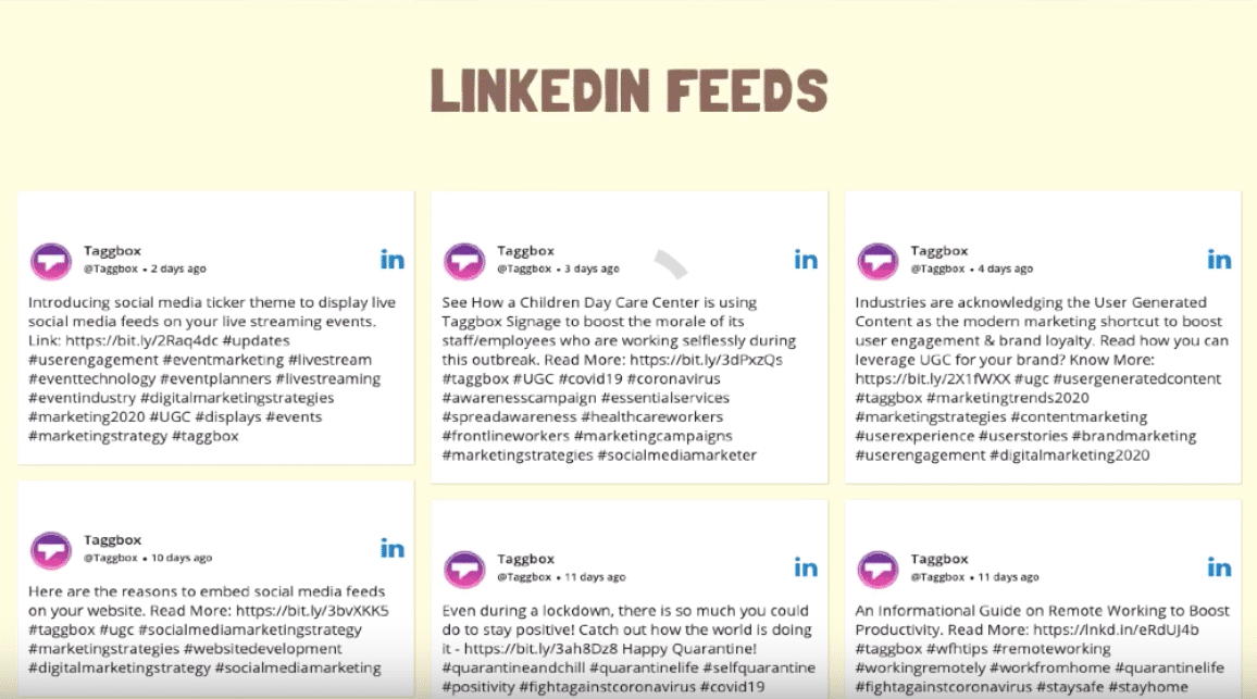 Embed Content from linkedin to website