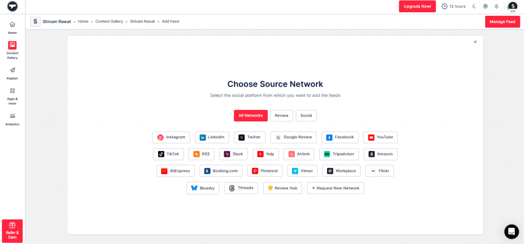 Select Instagram as your social network