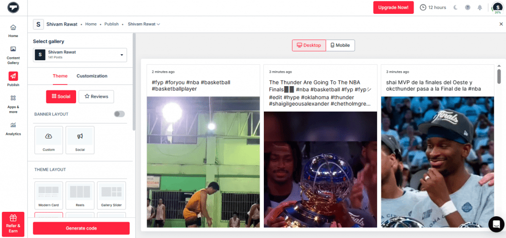 Customize the Instagram Feed
