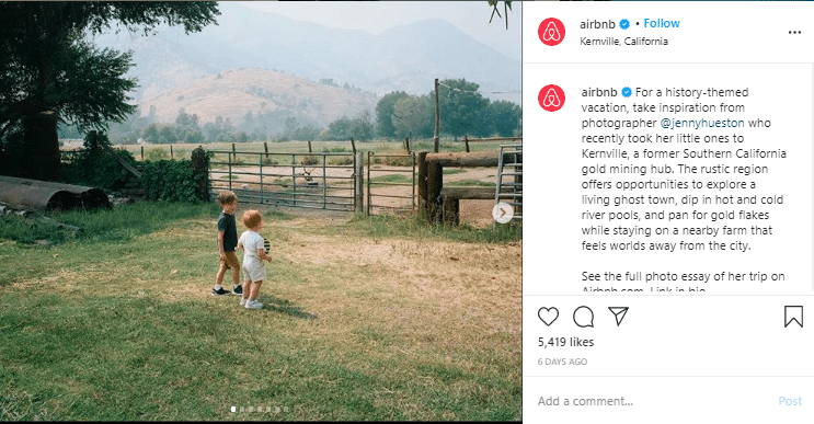 Airbnb: Reposting UGC on Instagram