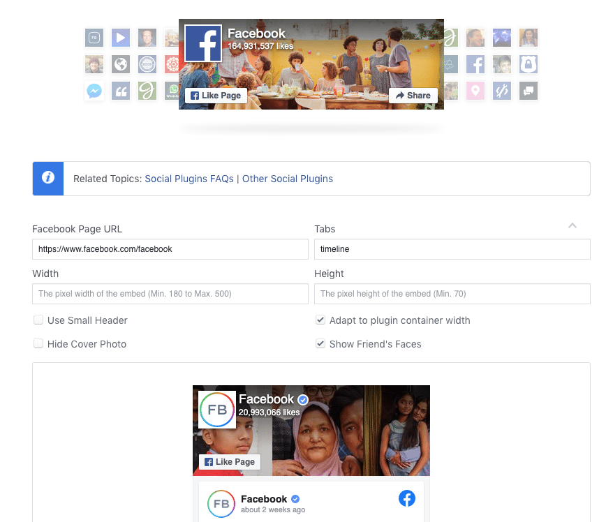 embed facebook page on website