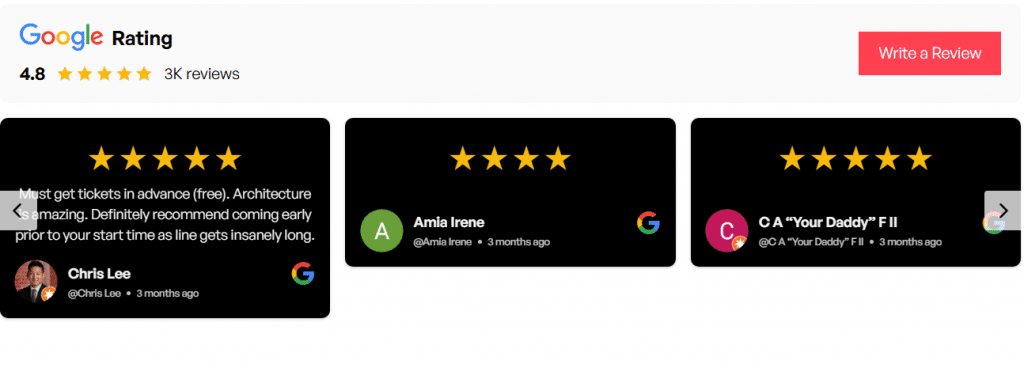 Google Reviews Dark Slider