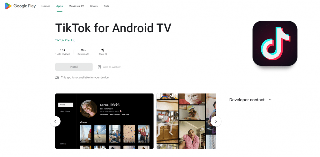 Tiktok -app for Android TV