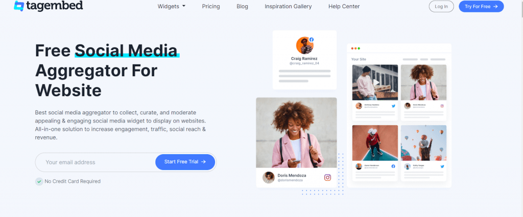 Tagembed - social media content aggregation tool