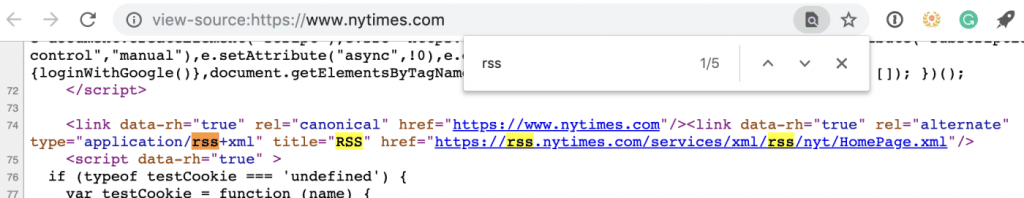 find rss to embed on html site